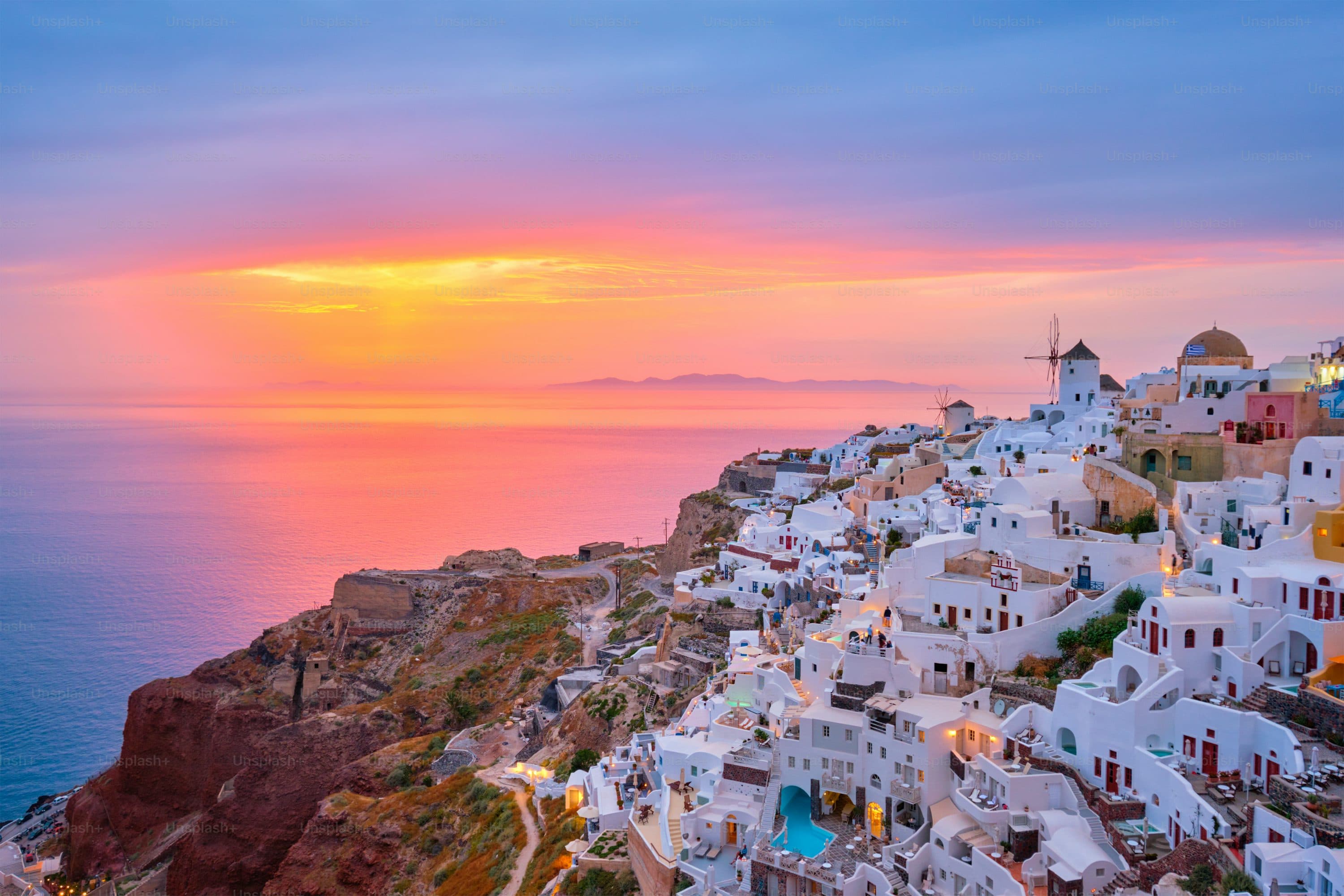 Santorini volcano sunset